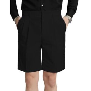 Geoffrey Beene Men Black Pleated Dressy Short Pants Size 34
